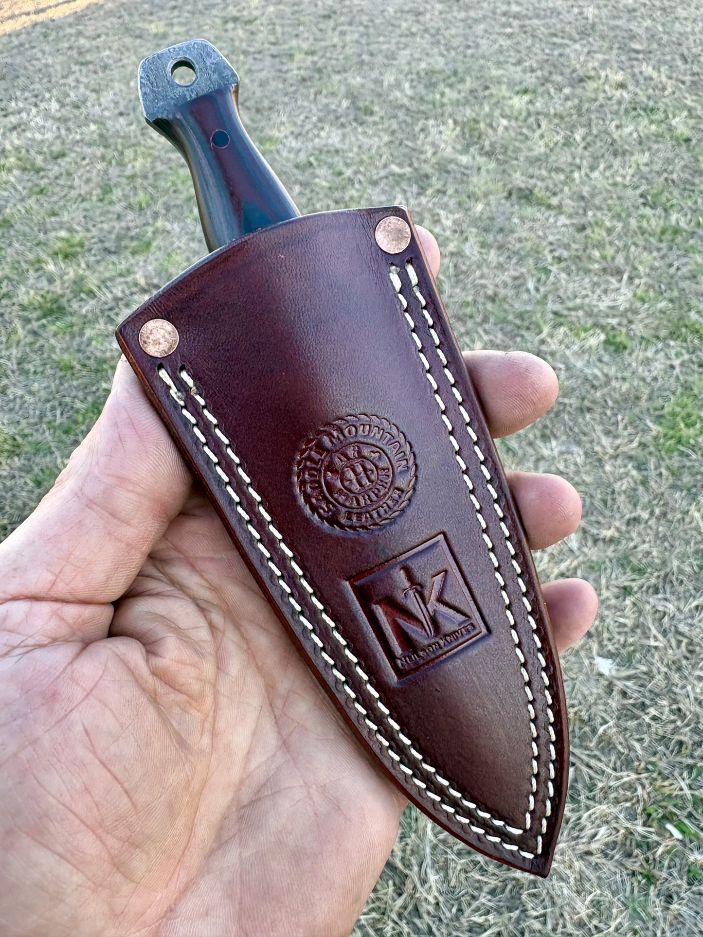 Fish-hook Damascus Boot Dagger